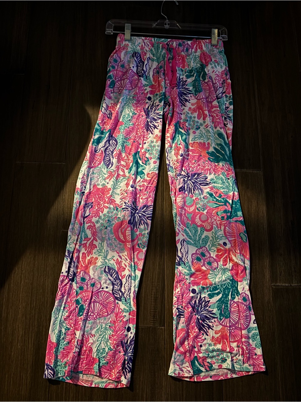 Lilly Pulitzer Pink Teal Floral Drawstring Skirt